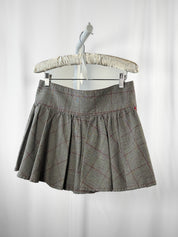 Just Cavalli 2000s Glen Plaid Red Lace-Up Flared Mini Skirt - S/M