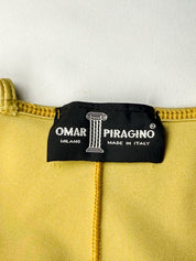 Omar Piragino 2000s Gold Chartreuse Jewel Brooch Halter Mini Dress - S/M