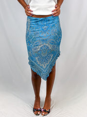 Yigal Azrouel 2000s Blue Paisley Asymmetric Skirt - XS