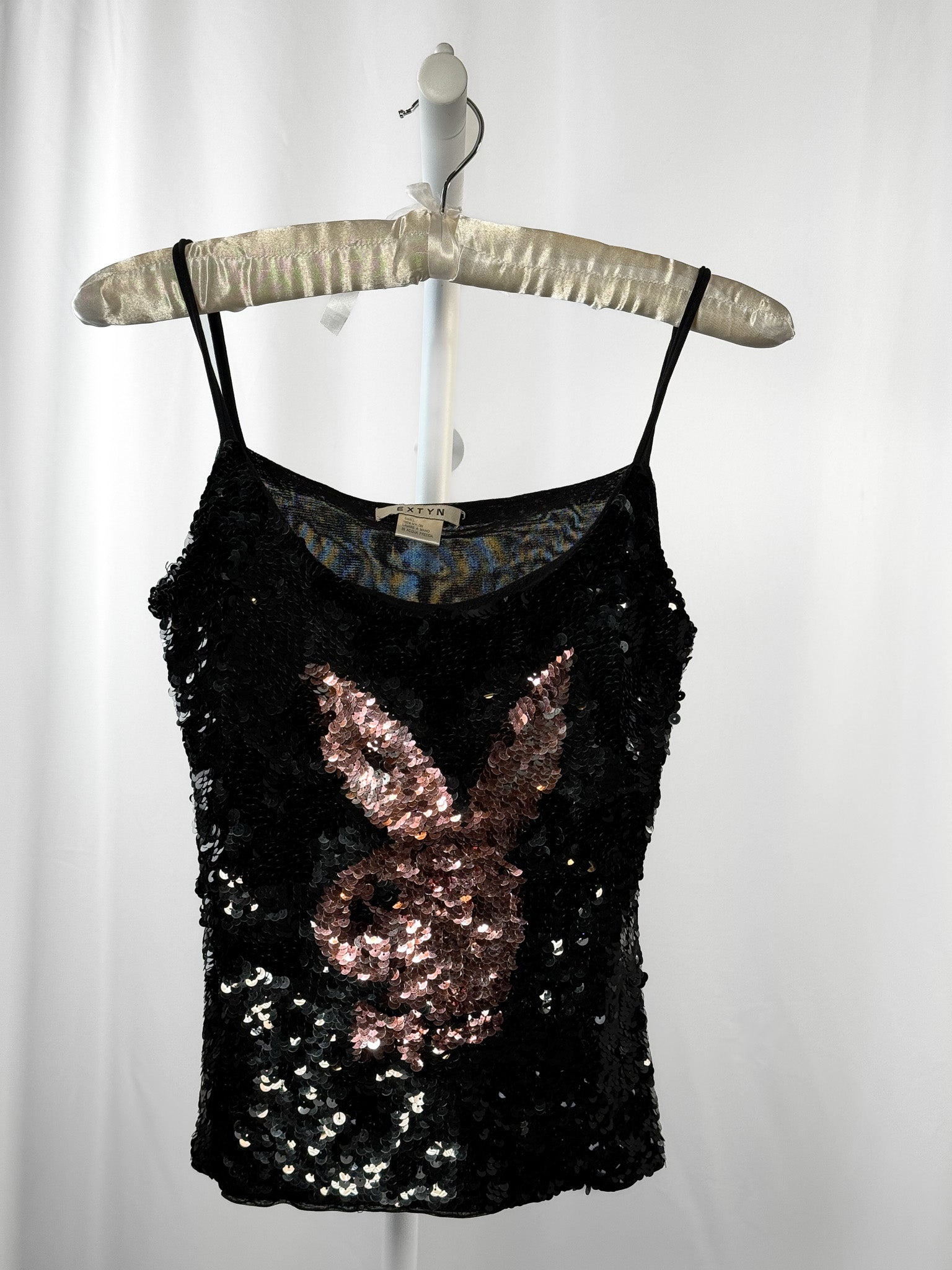 Extyn 2000s Black Sequin Playboy Bunny Cami - S