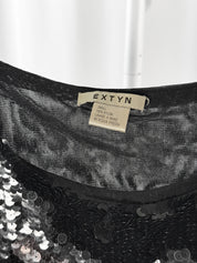 Extyn 2000s Black Sequin Playboy Bunny Cami - S
