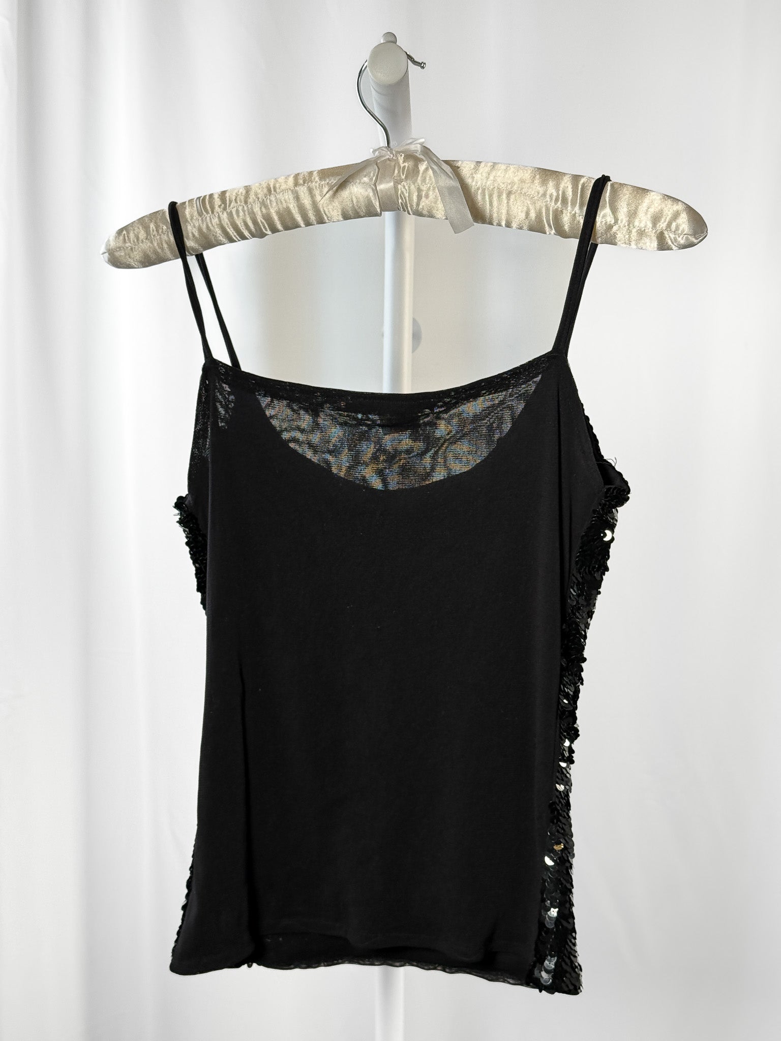 Extyn 2000s Black Sequin Playboy Bunny Cami - S