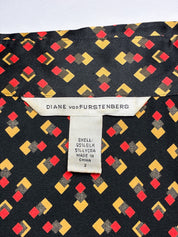 Diane von Furstenberg 2010s Black Silk Tie-Neck Blouse - XS/S
