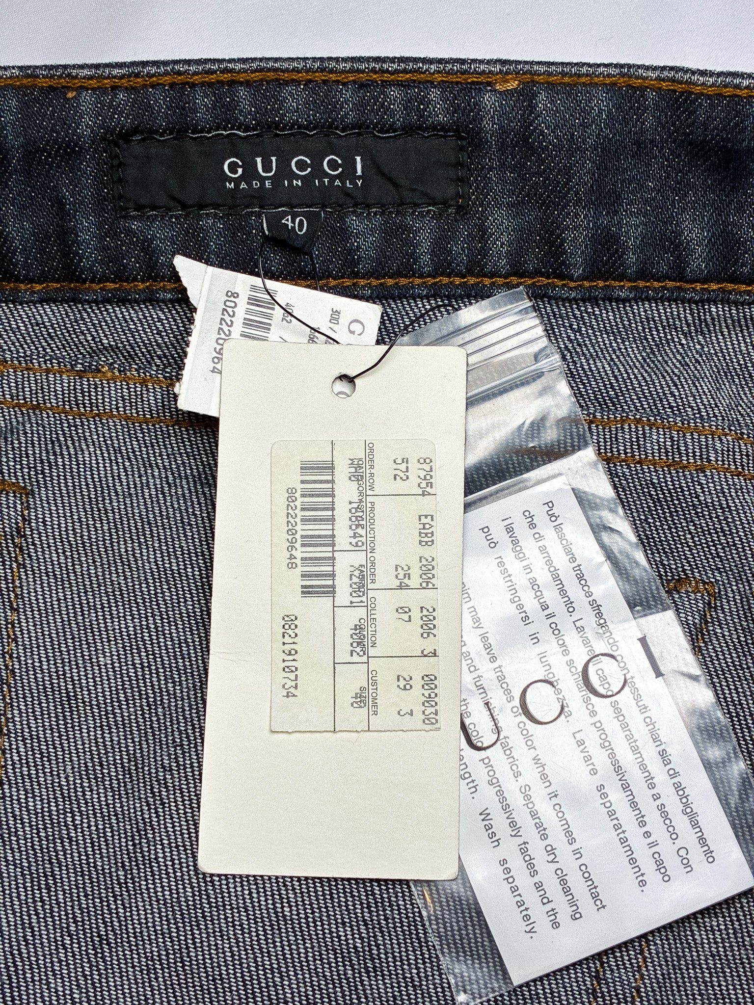 Gucci 2006 Dark Wash Embroidered Crest Straight Leg Jeans - S