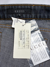 Gucci 2006 Dark Wash Embroidered Crest Straight Leg Jeans - S