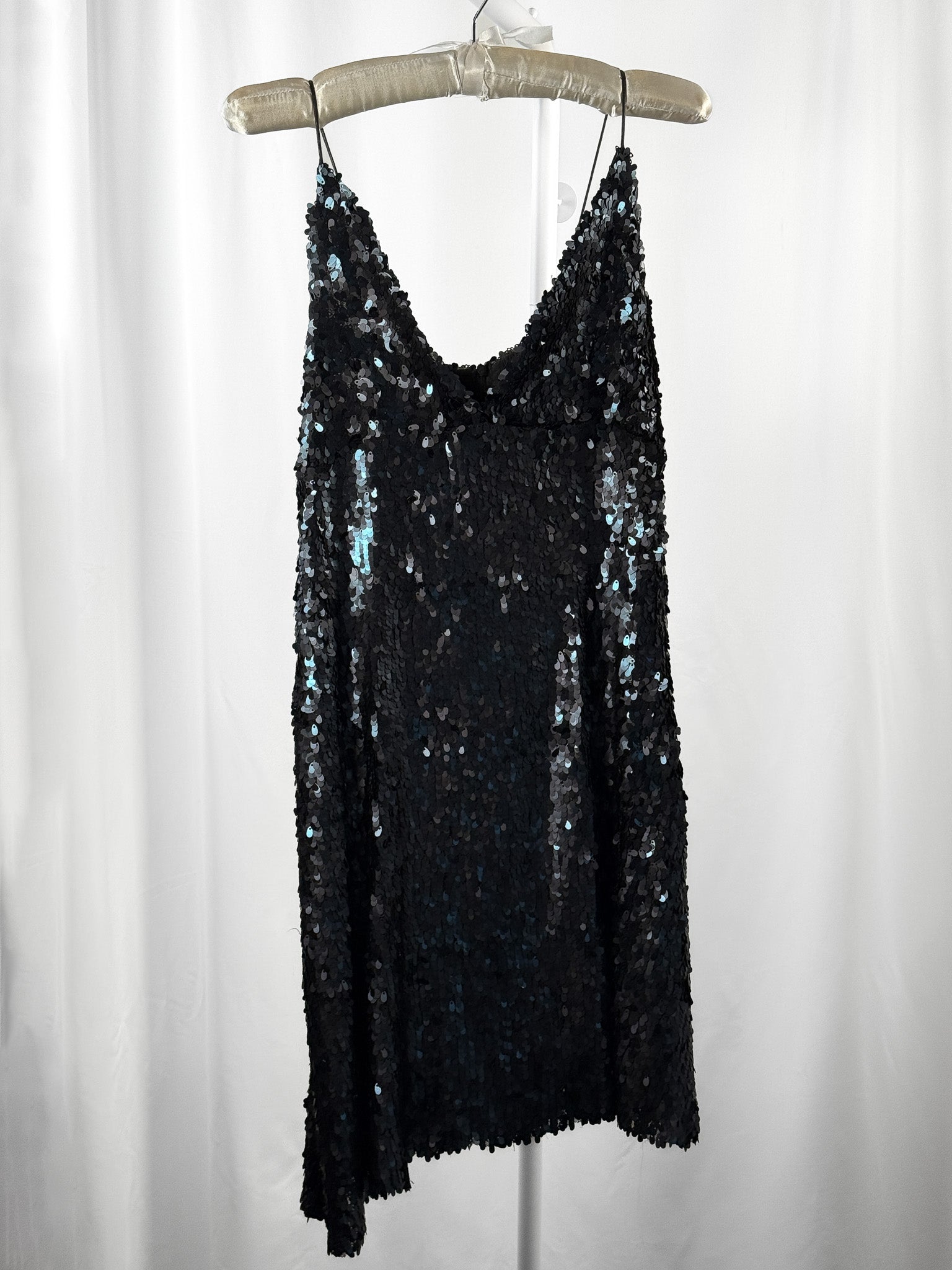 Kalla Milano 2000s Black Paillette Sequin Slip Mini Dress - S