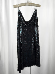 Kalla Milano 2000s Black Paillette Sequin Slip Mini Dress - S