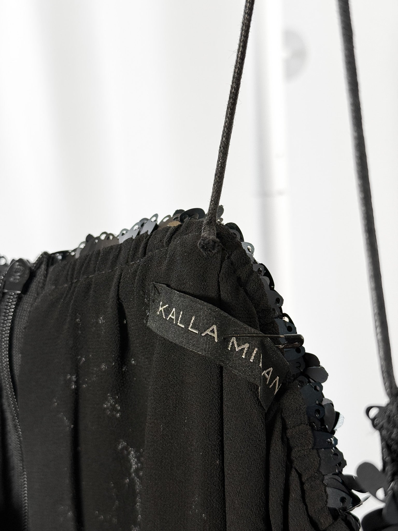 Kalla Milano 2000s Black Paillette Sequin Slip Mini Dress - S