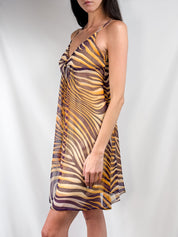 Eleonora Amadei 2000s Amber Zebra Halter Babydoll Dress - XS/S