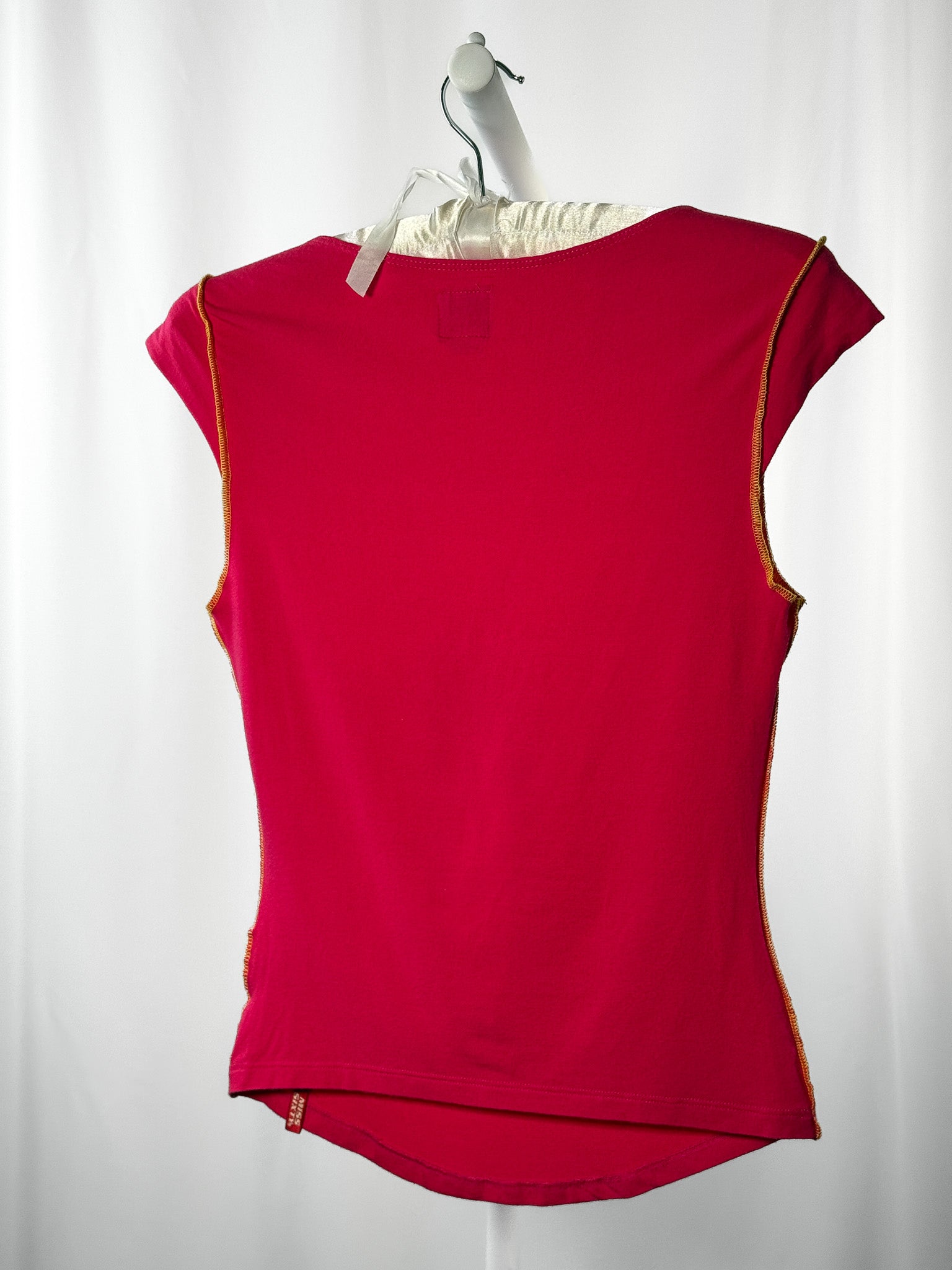 Miss Sixty 2000s Fuchsia Zipper Lace-Up Cap Sleeve Top - M