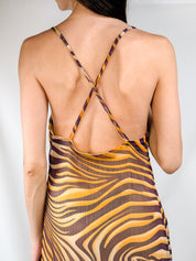 Eleonora Amadei 2000s Amber Zebra Halter Babydoll Dress - XS/S