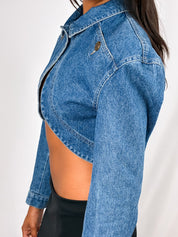 Byblos 1980s Stonewash Denim Bolero Jacket - XS/S