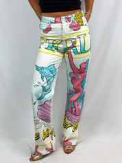 Fiorucci 2021 Cosmic Waters Mermaid Print Jeans - W29