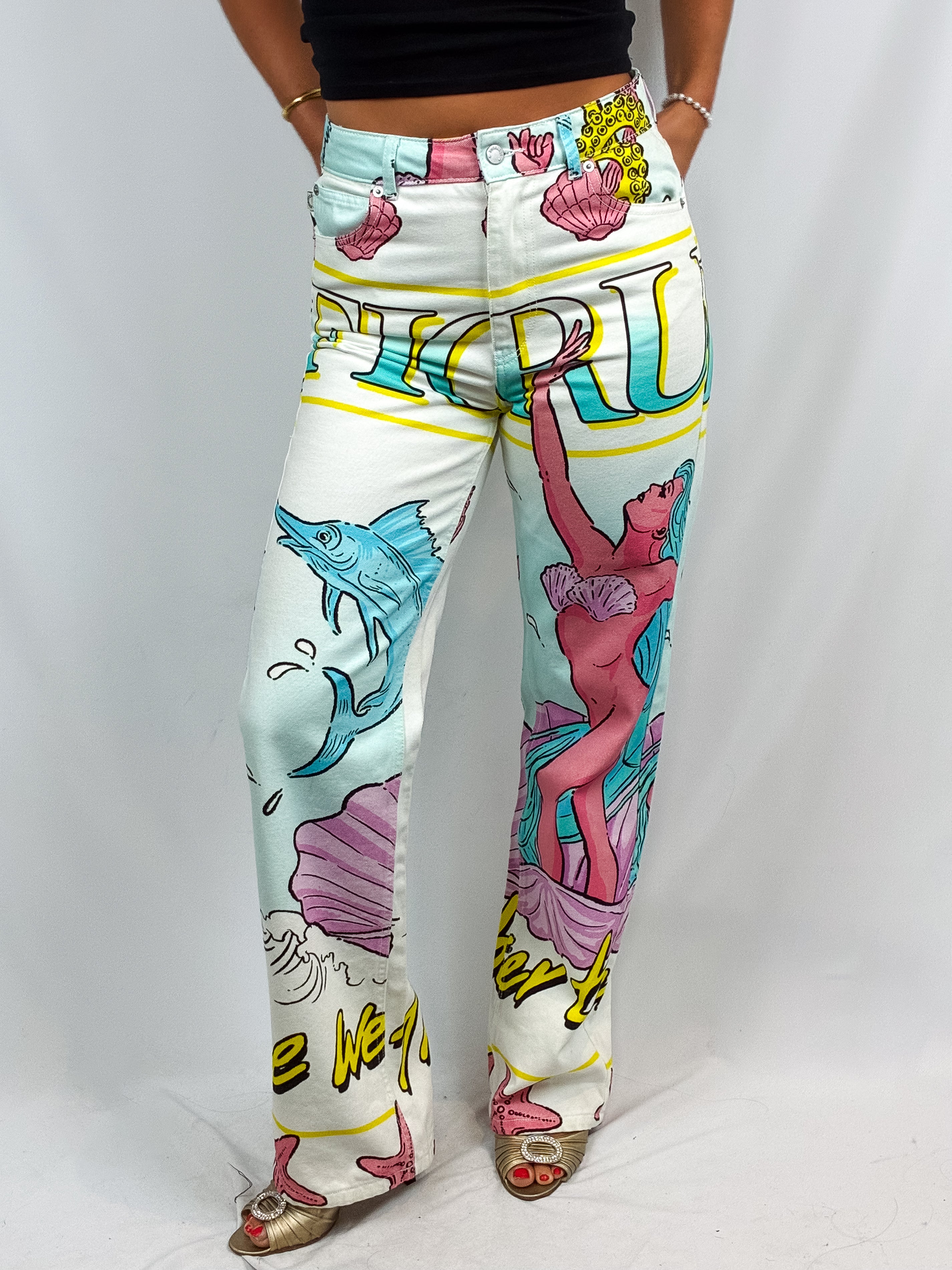 Fiorucci 2021 Cosmic Waters Mermaid Print Jeans - W29