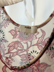 Fuzzi 2000s Cream Burgundy Floral Mesh Tank Top - S