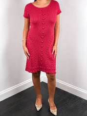 Philosophy di Alberta Ferretti 2000s Red Wool Chevron Knit Dress - S/M
