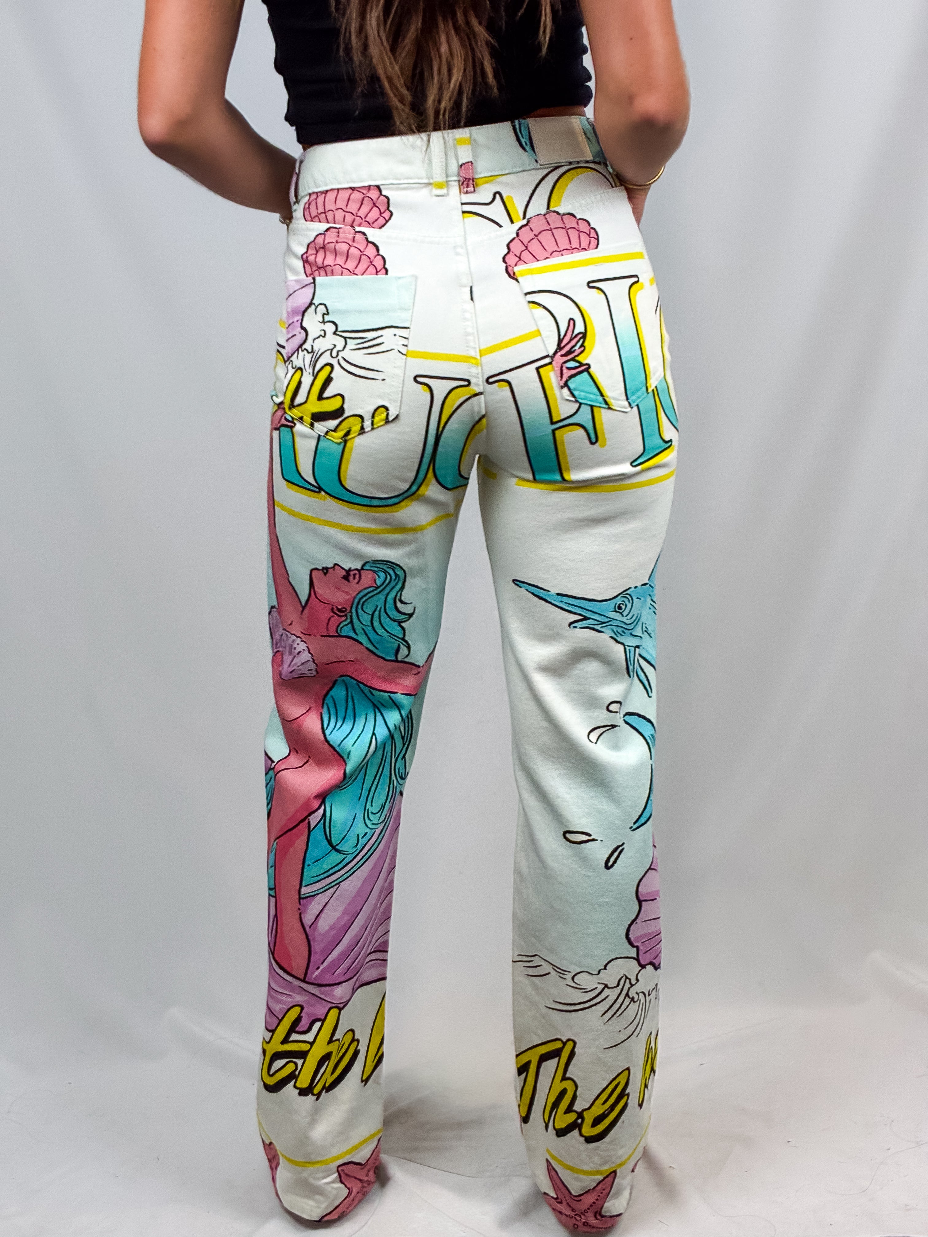 Fiorucci 2021 Cosmic Waters Mermaid Print Jeans - W29