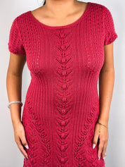 Philosophy di Alberta Ferretti 2000s Red Wool Chevron Knit Dress - S/M