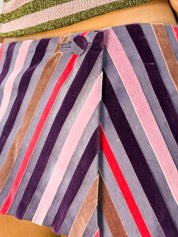 Miss Sixty 2000s Multicolor Velvet Striped Wrap Mini Skirt - S/M
