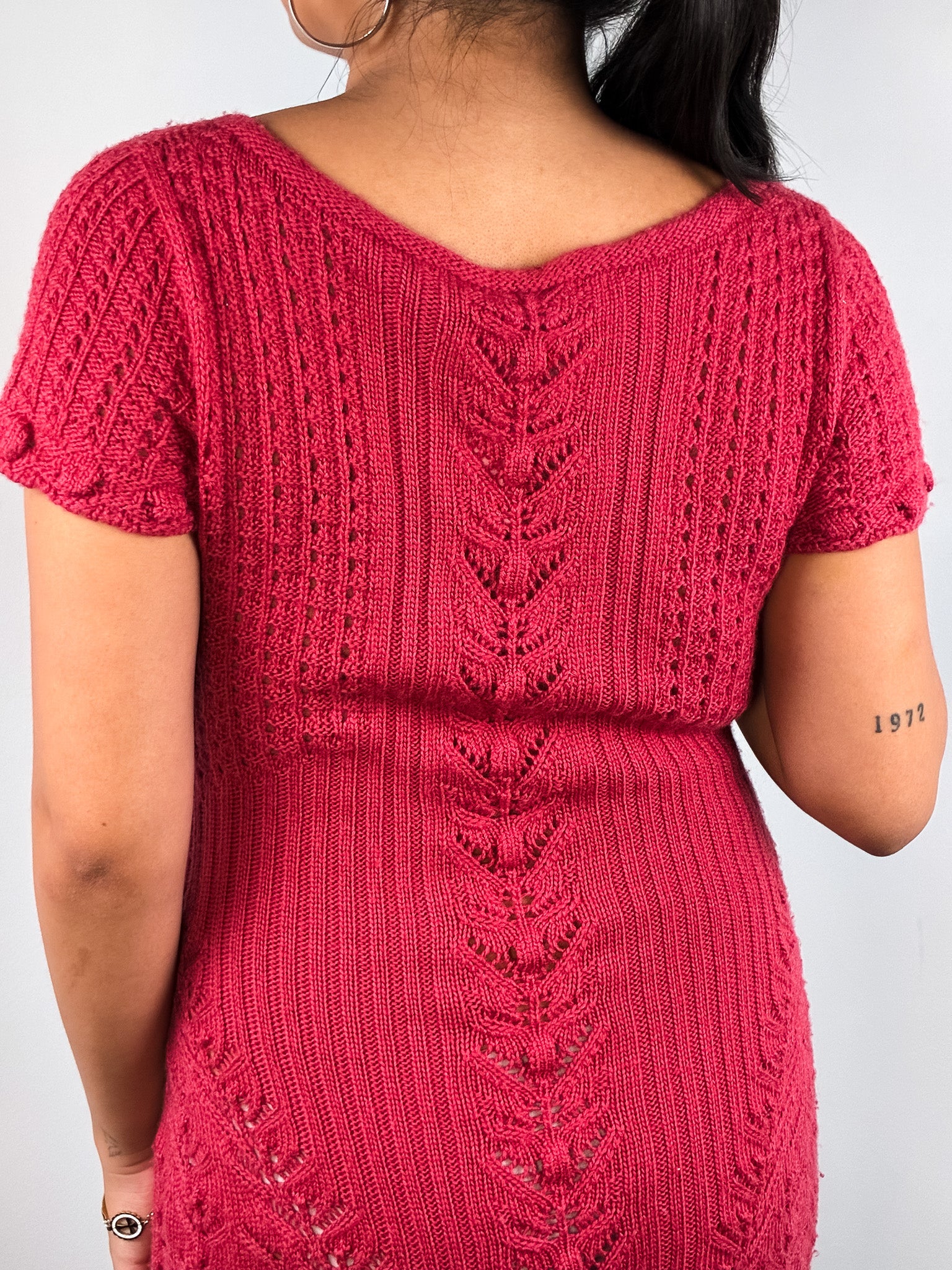 Philosophy di Alberta Ferretti 2000s Red Wool Chevron Knit Dress - S/M