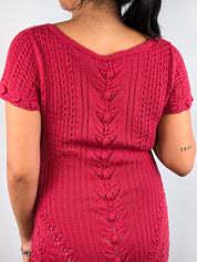 Philosophy di Alberta Ferretti 2000s Red Wool Chevron Knit Dress - S/M