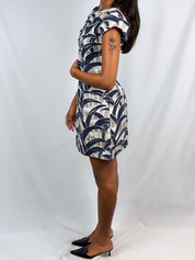 Kenzo 2000s Abstract Leaf Jacquard Mini Dress - XS/S