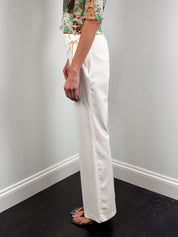 Xanaka 2000s Cream Low Rise Fold Over Waist Flare Trousers - S/M