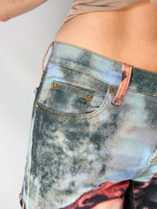 Voyage Passion 2000s Romantic Embrace Print Flare Jeans - S/M
