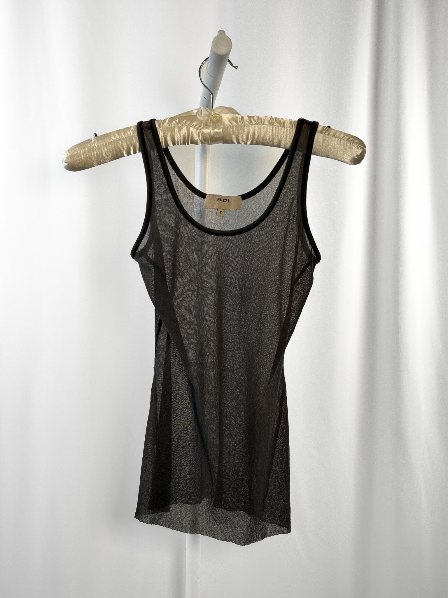 Fuzzi 2000s Charcoal Sheer Mesh Tank Top - S