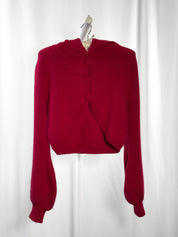 Mad Jude 2000s Red Angora Scalloped Button Cropped Cardigan - S/M