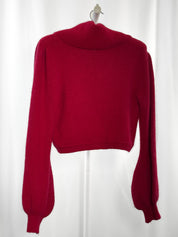 Mad Jude 2000s Red Angora Scalloped Button Cropped Cardigan - S/M