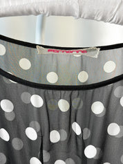Fornarina 2000s Black Turquoise Sheer Polka Dot Striped Top - M/L