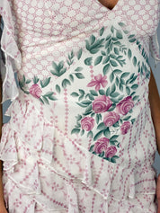 2000s Floral Print Tiered Ruffle Chiffon Mini Dress - S