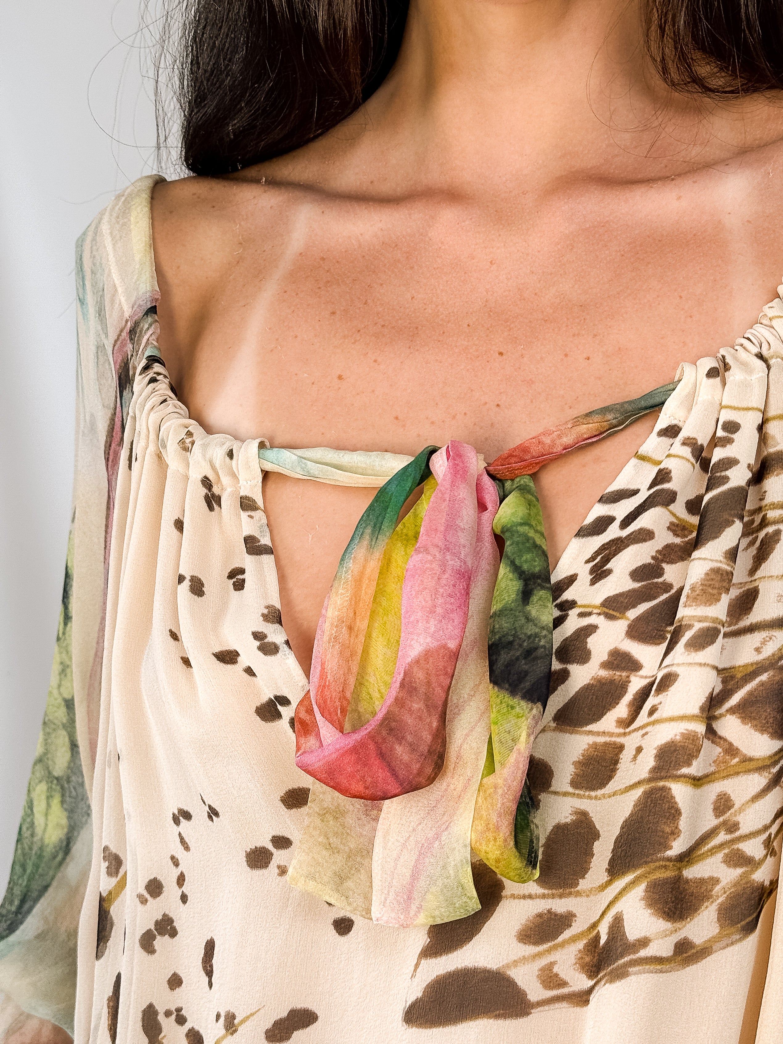 Blumarine 2011 Watercolor Animal Print Silk Chiffon Mini Dress - S/M