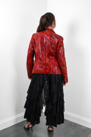 IX-OFF Jeans 2000s Red Python Embossed Leather Zip Jacket - M