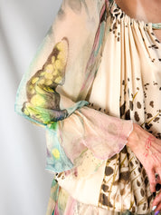 Blumarine 2011 Watercolor Animal Print Silk Chiffon Mini Dress - S/M