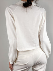 Rinascimento 2000s Cream Cropped Zip Utility Jacket - L/XL