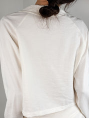 Rinascimento 2000s Cream Cropped Zip Utility Jacket - L/XL