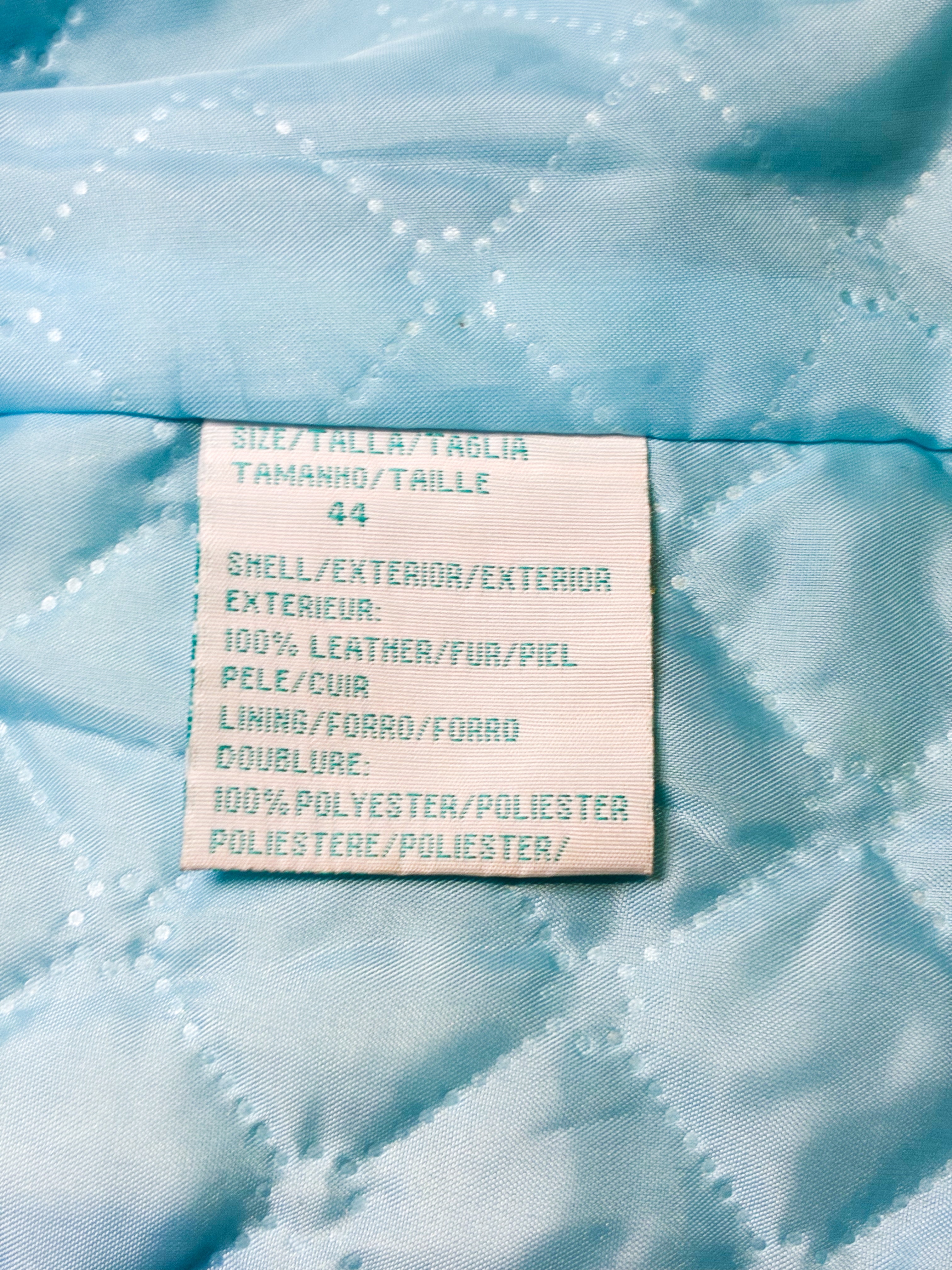 2000s Turquoise Leather Cropped Jacket - M