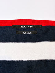 Extyn 2000s Navy Stripe Red Trim Wrap Crop Knit Top - XS/S