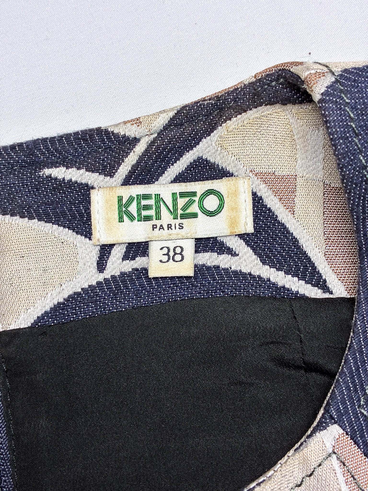 Kenzo 2000s Abstract Leaf Jacquard Mini Dress - XS/S