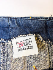 2000s Dark Wash Buckle Strap Pleated Denim Mini Skirt - XS/S