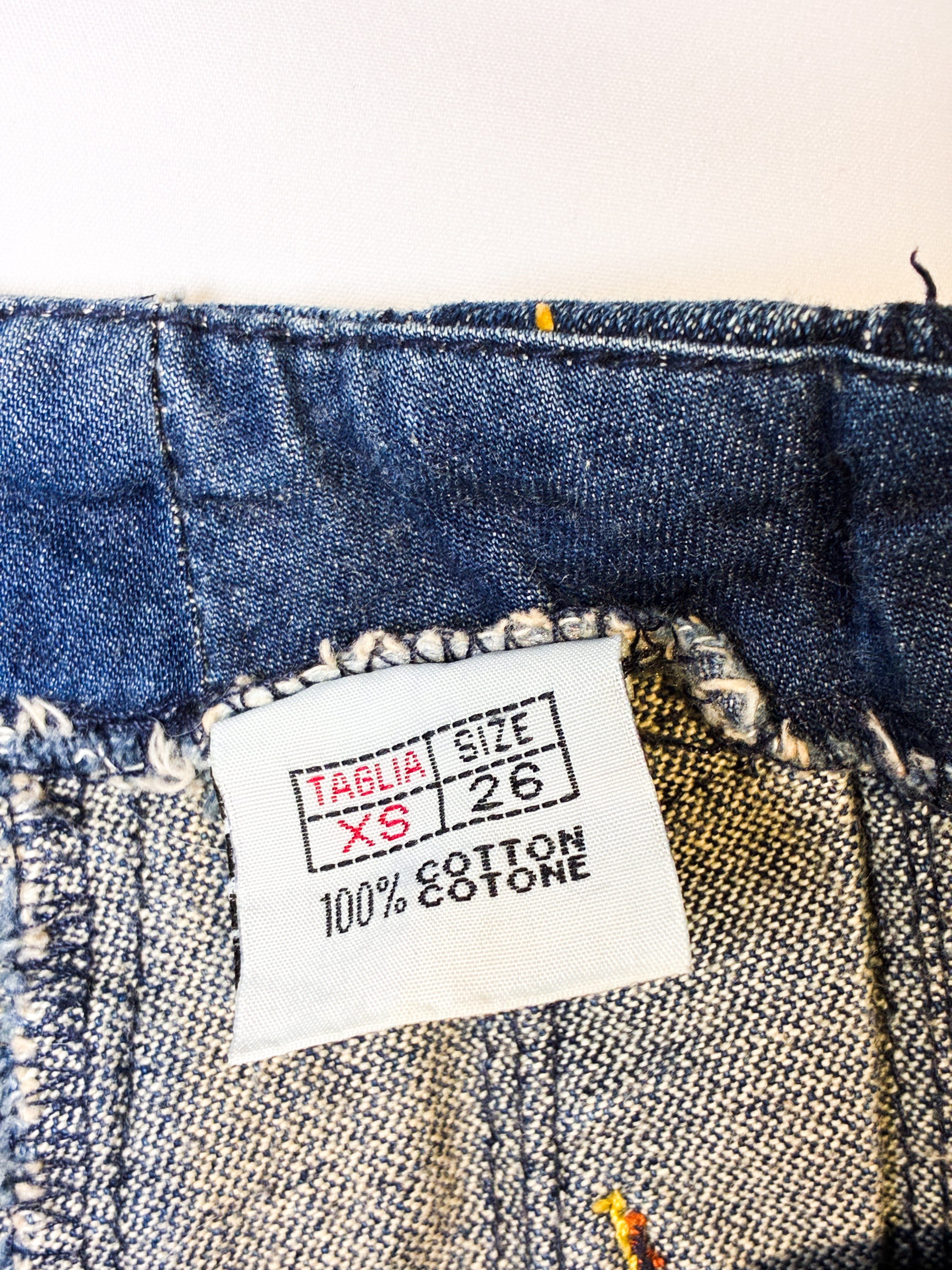 2000s Dark Wash Buckle Strap Pleated Denim Mini Skirt - XS/S