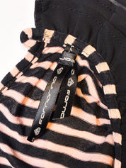 Fornarina 2000s Black & Pink Striped Bow-Front Top - S/M