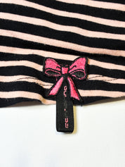 Fornarina 2000s Black & Pink Striped Bow-Front Top - S/M
