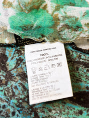 Class Roberto Cavalli 2000s Green Paisley Leopard Patchwork Mesh Top - S-L