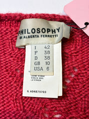 Philosophy di Alberta Ferretti 2000s Red Wool Chevron Knit Dress - S/M