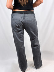 D&G Dolce & Gabbana 2000s Grey Pinstripe Black Waistband Trousers - W31