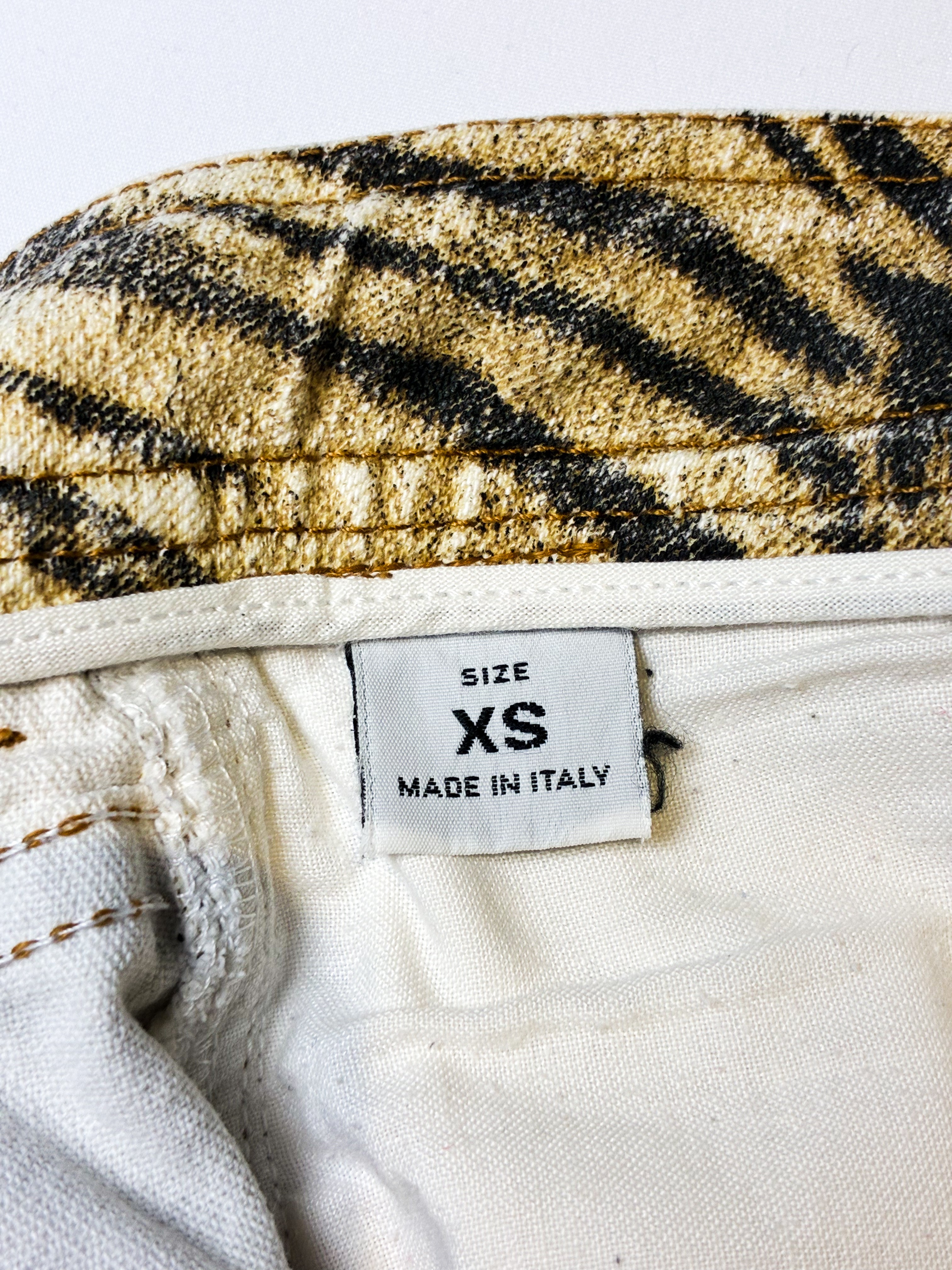 Roberto Cavalli 2000s Tiger Print Denim Mini Skirt - XS/S