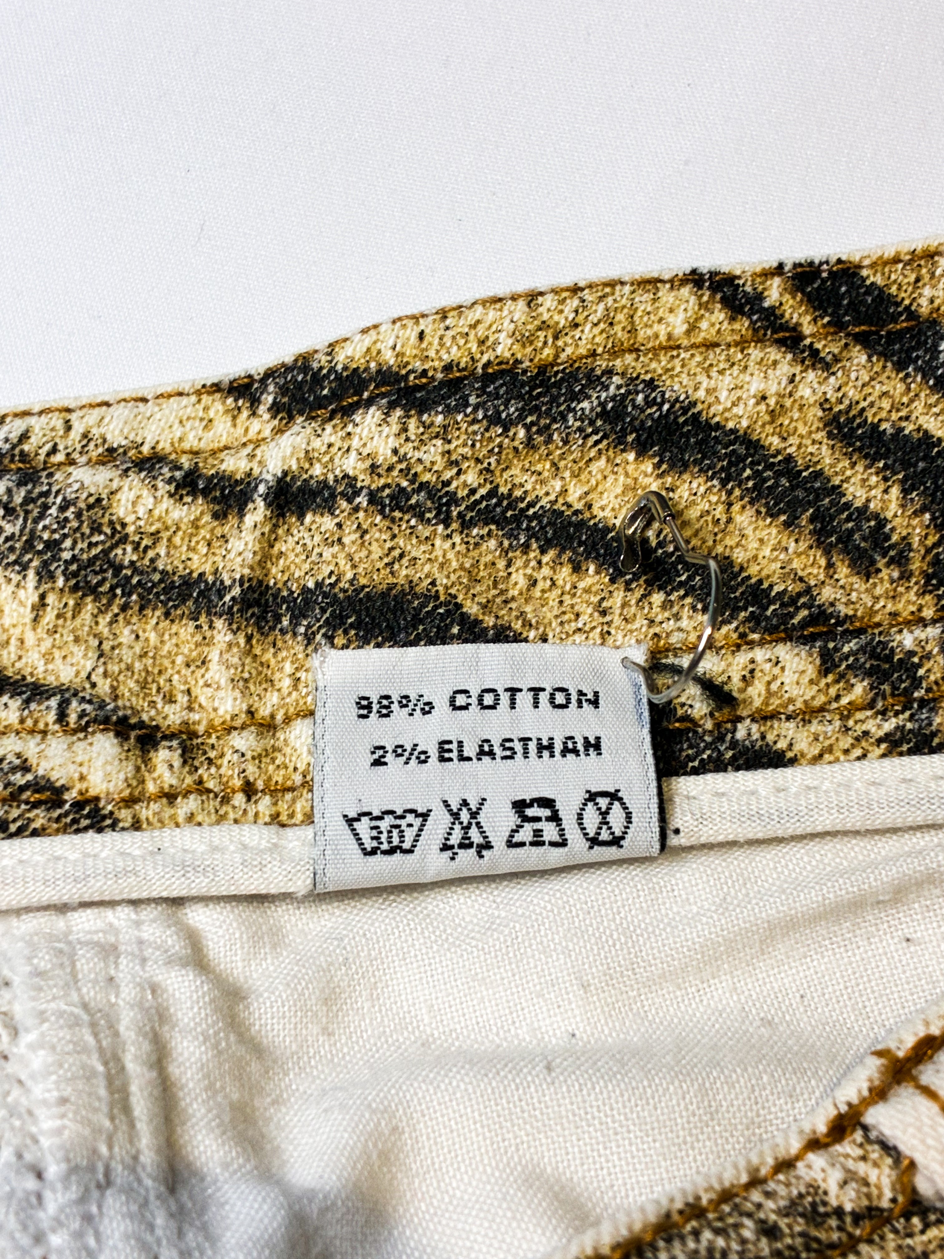 Roberto Cavalli 2000s Tiger Print Denim Mini Skirt - XS/S